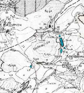 Map of Trias fossil sites near Epidauros