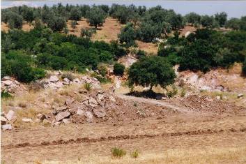 The rocks on the left side of the track - near the theater of Epidauros