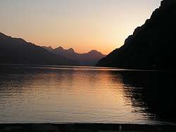 Sunset behind the lake