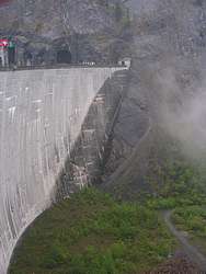 Looking down the dam