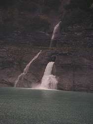 Waterfall into the lake