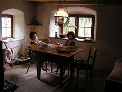 The living room with Heidi and Peter