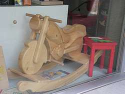 Rocking bike in showcase