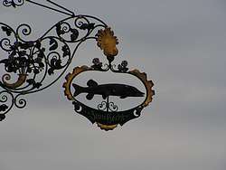 Old restaurant sign  in downtown Zug