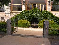 Entrance to a hotel garden