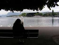 Resting on a park bench