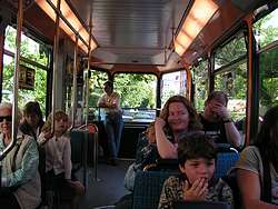 Inside one of the streetcars