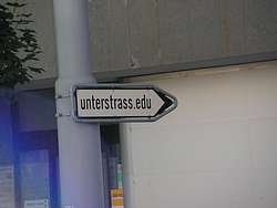 Funny sign post: Unterstrass.edu