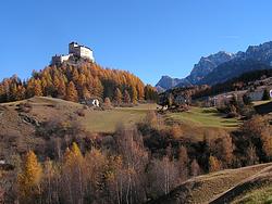 Tarasp Castle from the road to Fontana