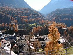 The old center of Scuol seen from Main Street