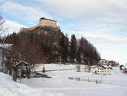 Tarasp Castle in the snow