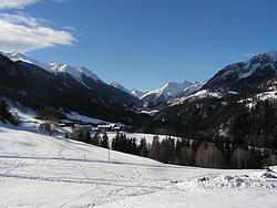 Looking up the valley from the road to Scuol