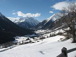 Looking up the Engadine Valley from Guarda