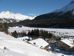 View from the town over the frozen lake