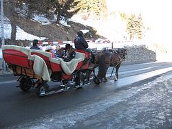 Horse-drawn sled with retractable wheels