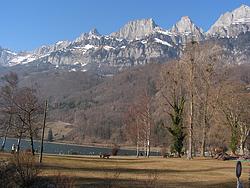 Harbor park in Walenstadt, still no snow