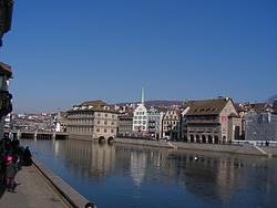 The town hall built on the Limmat River