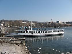 An old tour boat on Lake Zurich