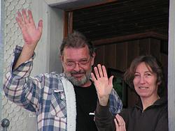Richard & Brigitte waving good-bye