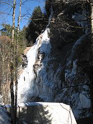 Frozen waterfall in the gorge below Weisstannen