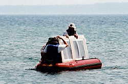 St. Helena: screen doors in dinghy