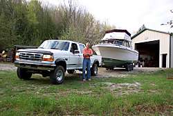 Boat in front of Phil's boat shed