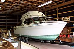 Boat inside Phil's boat shed