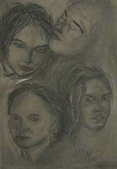4 Gesichter, Zeichnung die ber 3 Monate entstanden ist..